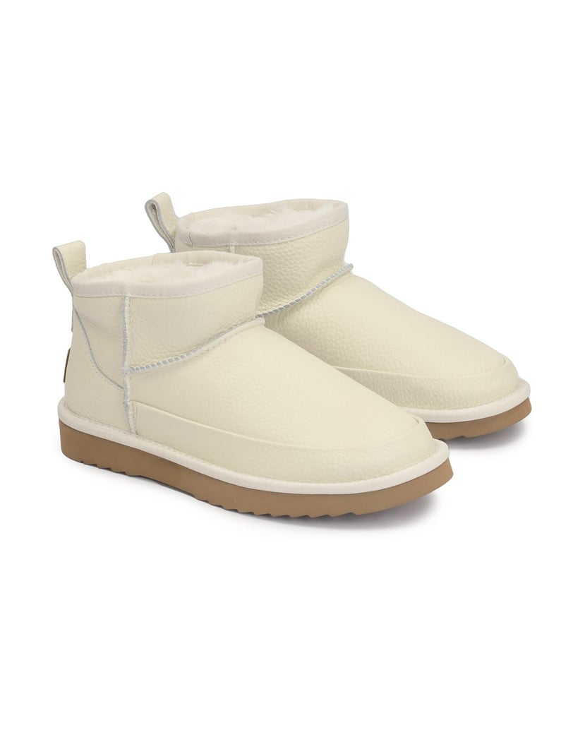 Kazar-Damen-Schneestiefel-aus-genarbtem-Leder-weiss