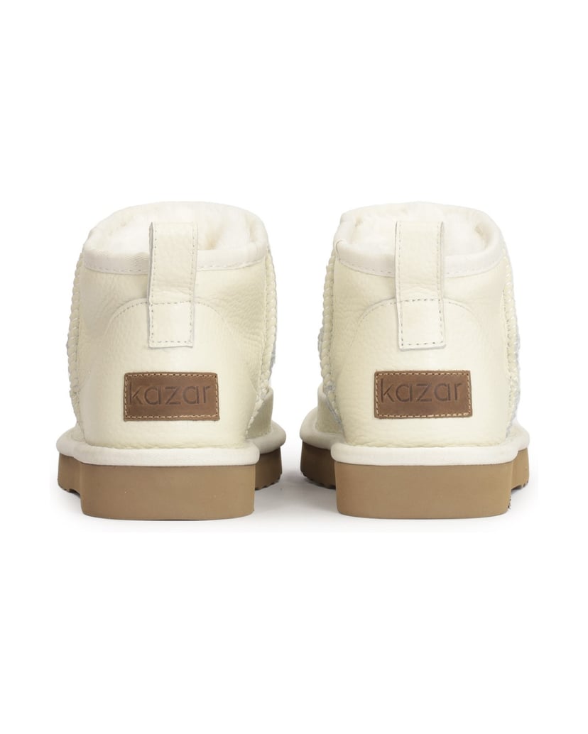 Kazar-Damen-Schneestiefel-aus-genarbtem-Leder-weiss
