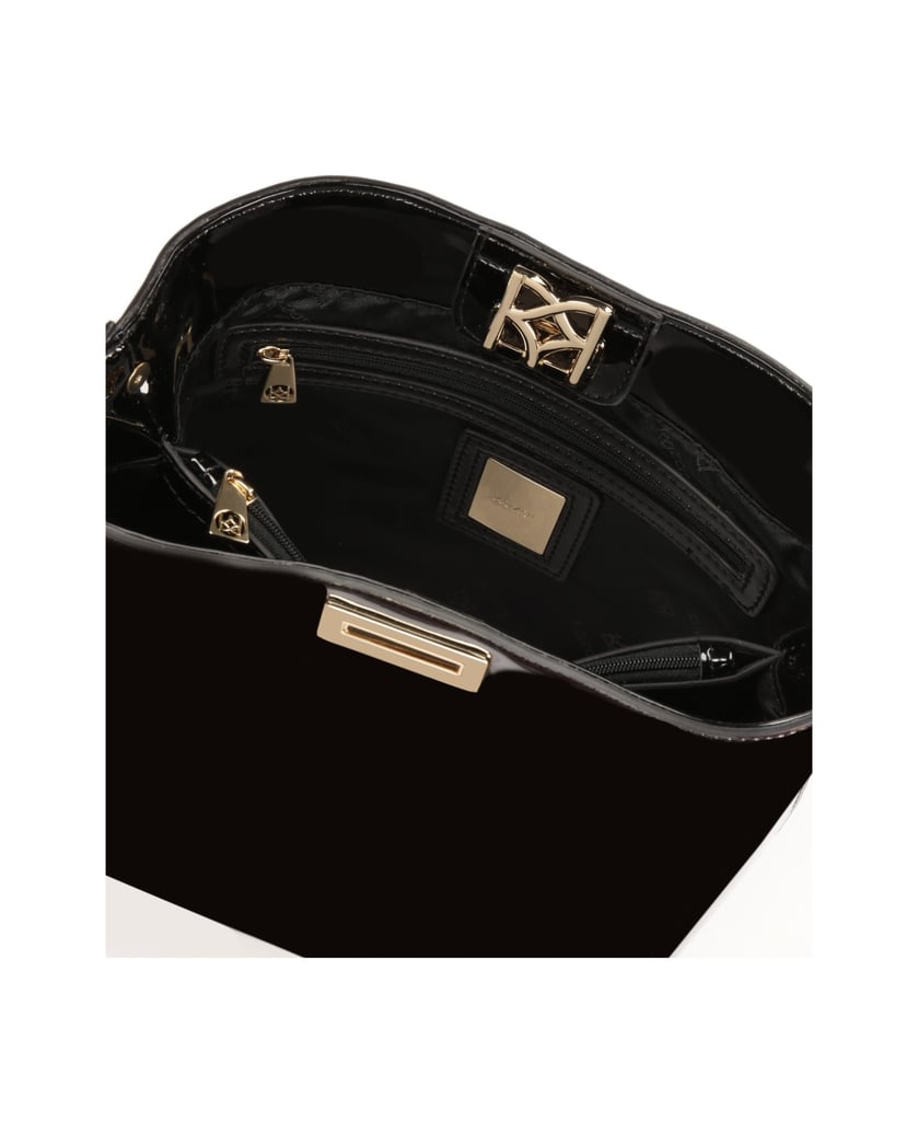 Kazar-Lackierte-Handtasche-mit-Kette-und-Klapp