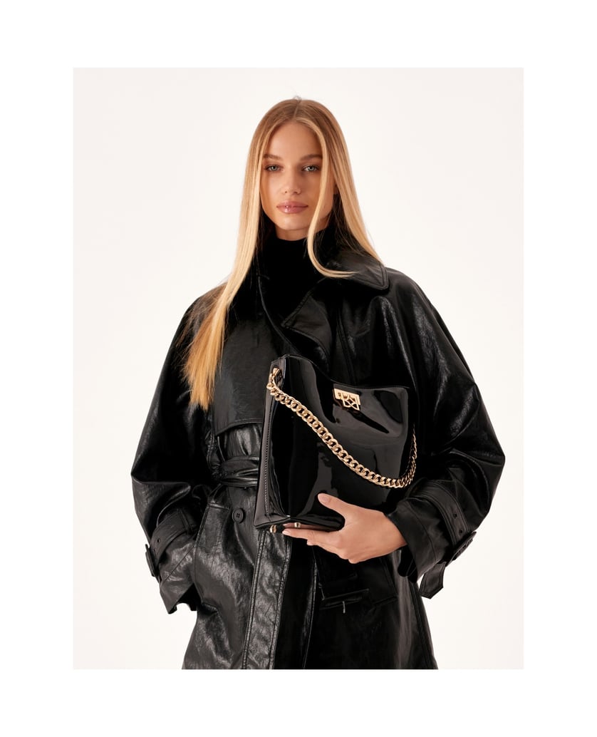 Kazar-Lackierte-Handtasche-mit-Kette-und-Klapp