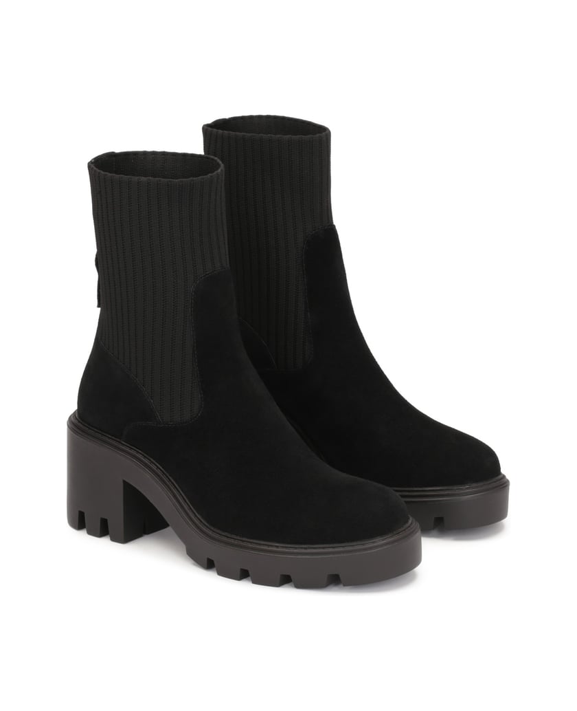 Kazar-Schwarze-Wildlederstiefel-mit-Schaft-aus-Socken-schwarz