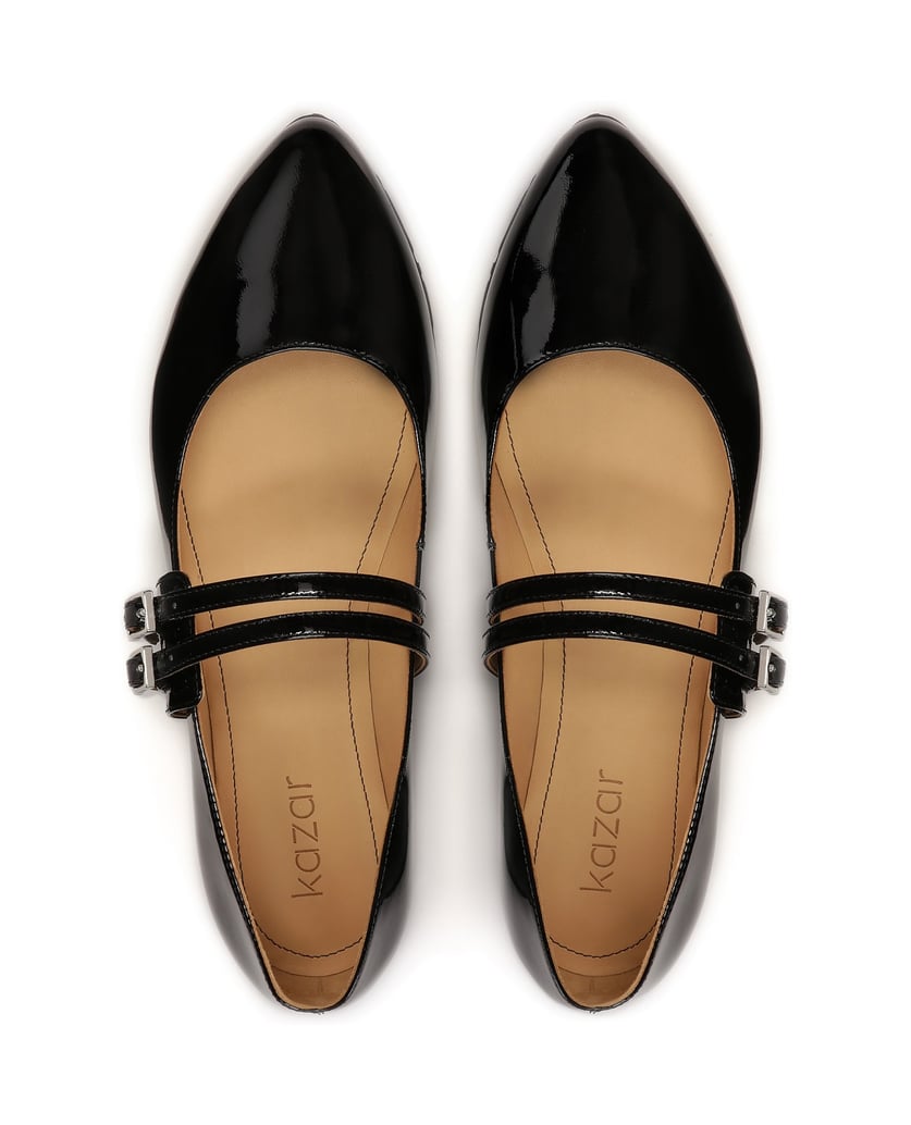 Kazar-Ballerinas-aus-Lackleder-mit-zwei-Riemen-schwarz