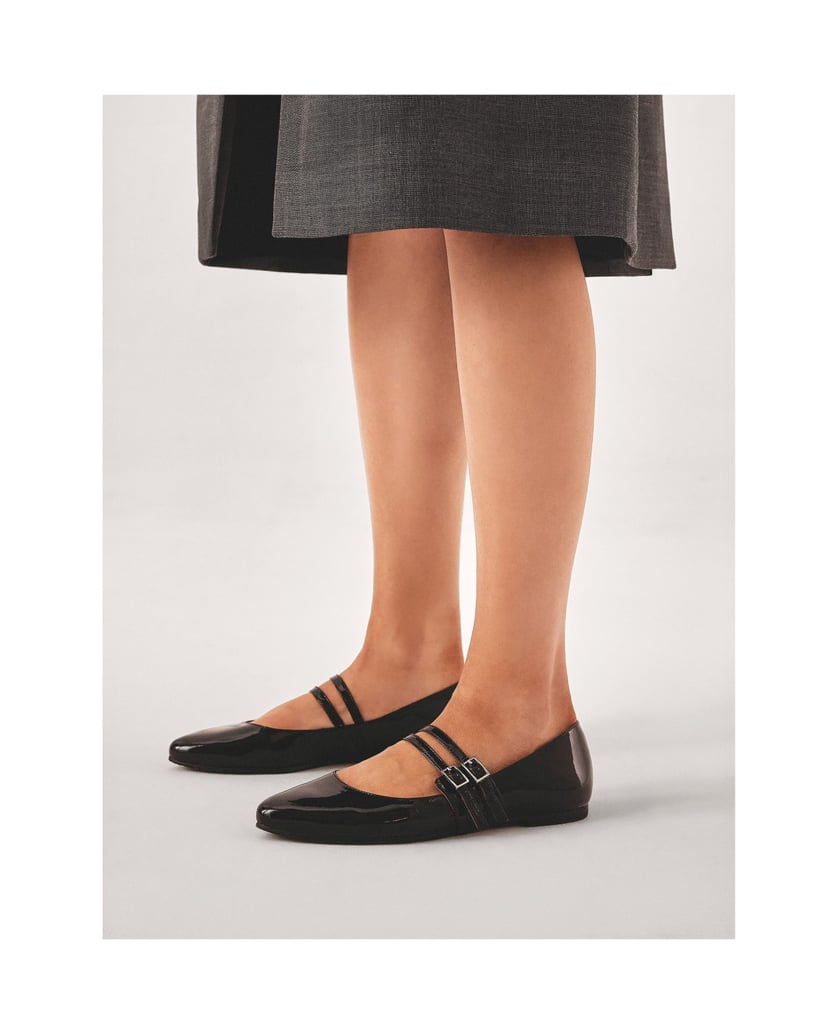 Kazar-Ballerinas-aus-Lackleder-mit-zwei-Riemen-schwarz