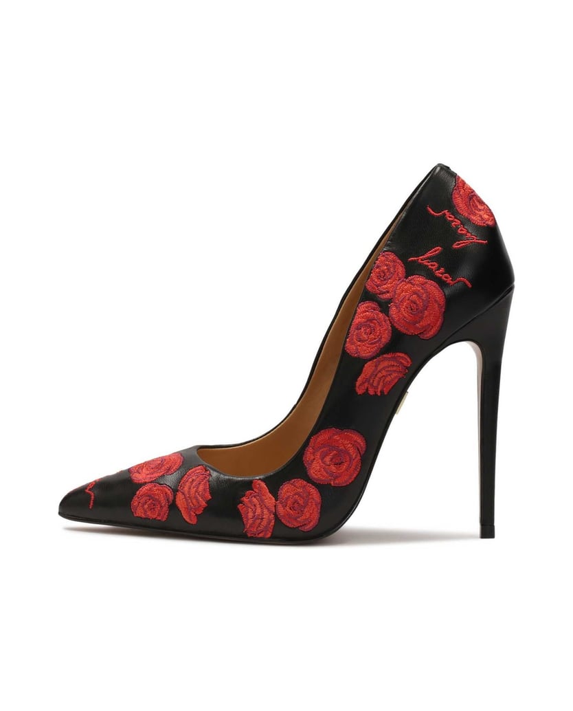 Kazar-Elegante-schwarze-Stilettos-mit-roten-Blumen-schwarz