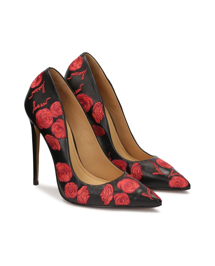 Kazar-Elegante-schwarze-Stilettos-mit-roten-Blumen-schwarz