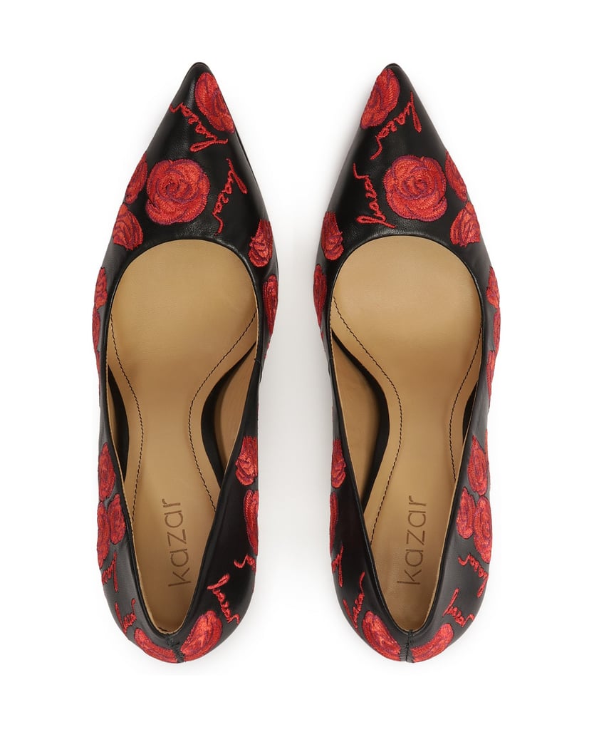 Kazar-Elegante-schwarze-Stilettos-mit-roten-Blumen-schwarz