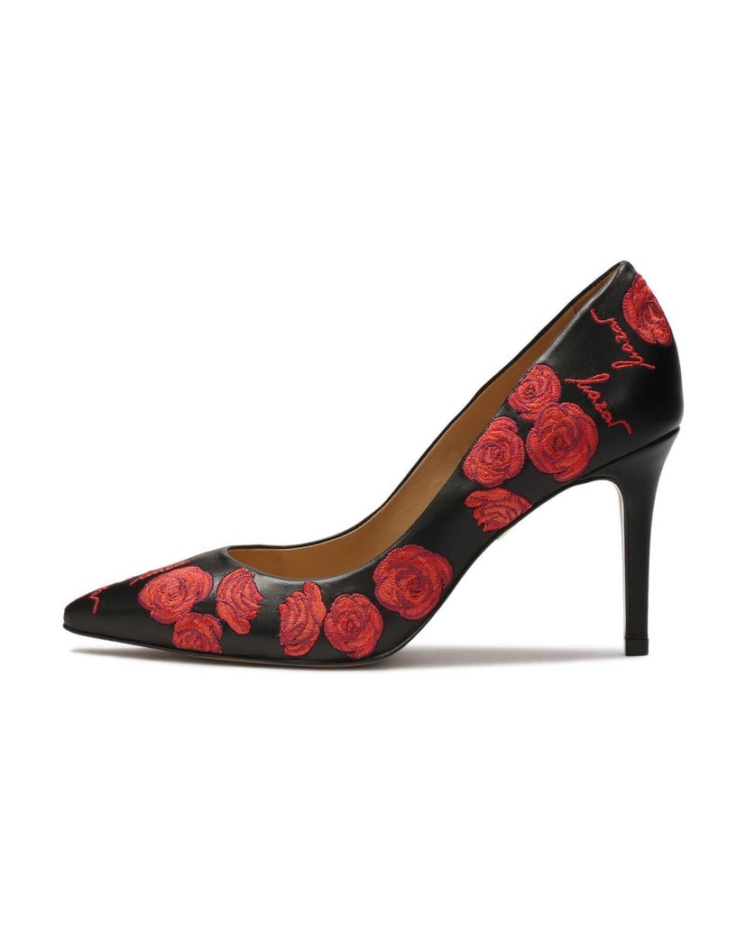 Kazar-Schwarze-Pumps-mit-floralem-Stickereimuster-schwarz