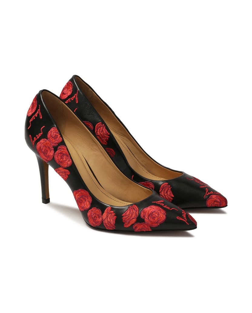 Kazar-Schwarze-Pumps-mit-floralem-Stickereimuster-schwarz