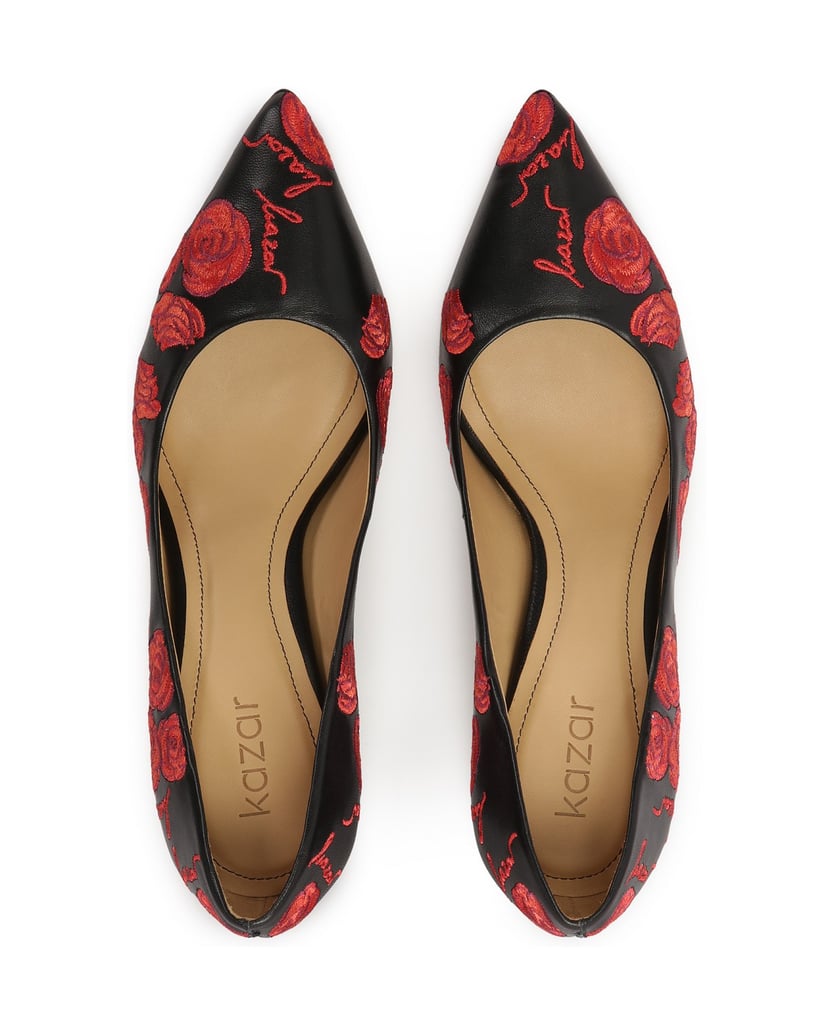 Kazar-Schwarze-Pumps-mit-floralem-Stickereimuster-schwarz