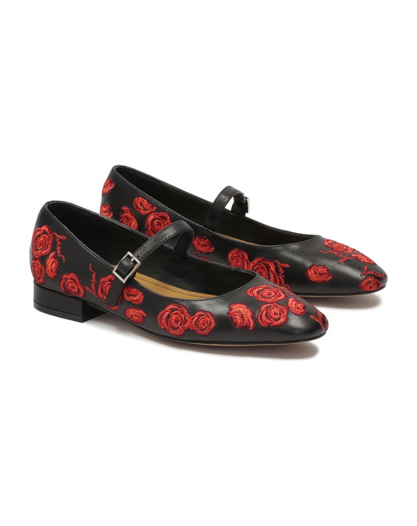 Kazar-Schwarze-flache-Pumps-mit-Blumen-schwarz