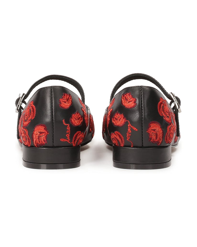 Kazar-Schwarze-flache-Pumps-mit-Blumen-schwarz