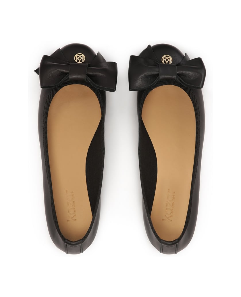 Kazar-Schwarze-Lederballerinas-mit-großer-Schleife-schwarz
