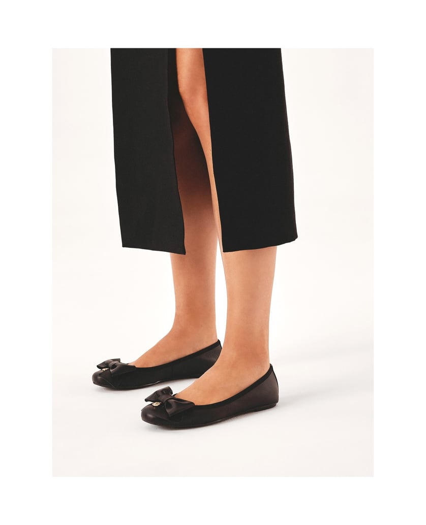 Kazar-Schwarze-Lederballerinas-mit-großer-Schleife-schwarz