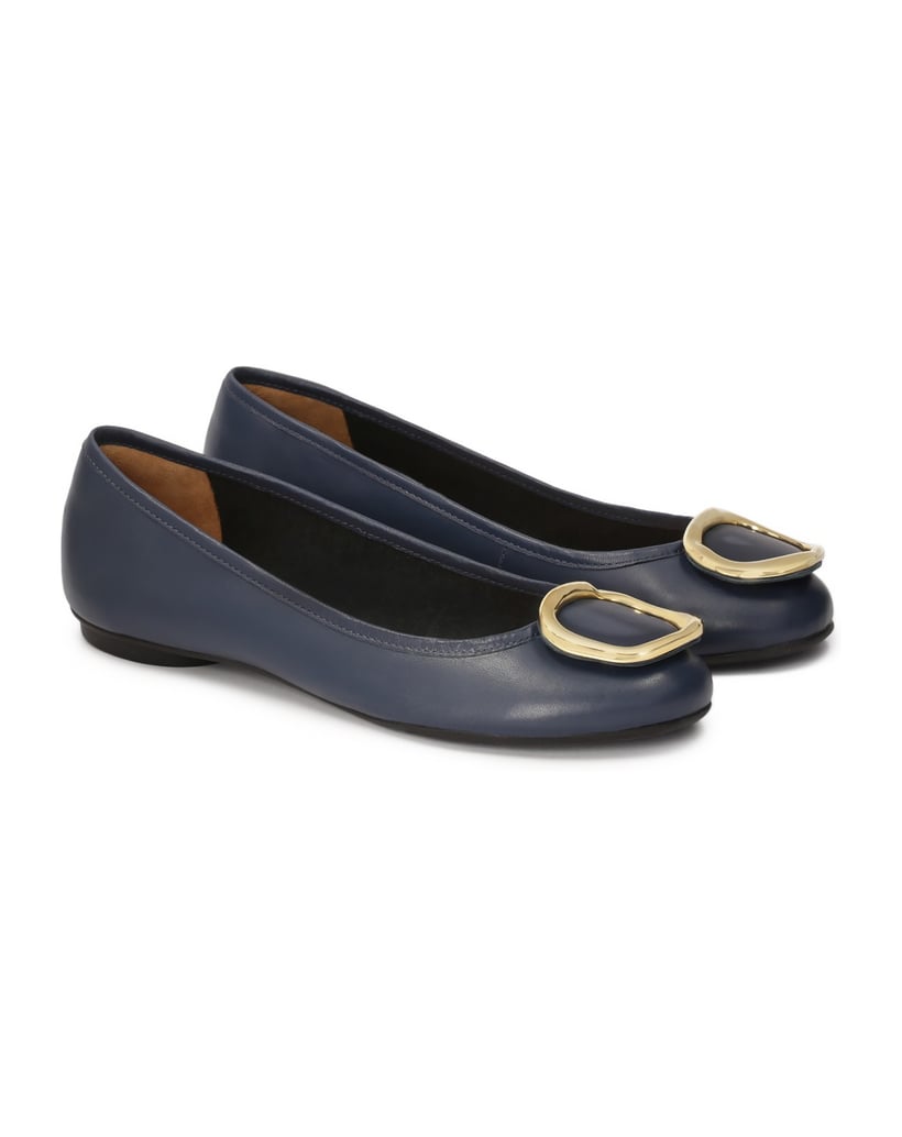 Kazar-Marineblaue-Leder-Ballerinas-mit-Metall-Akzenten-dunkelblau