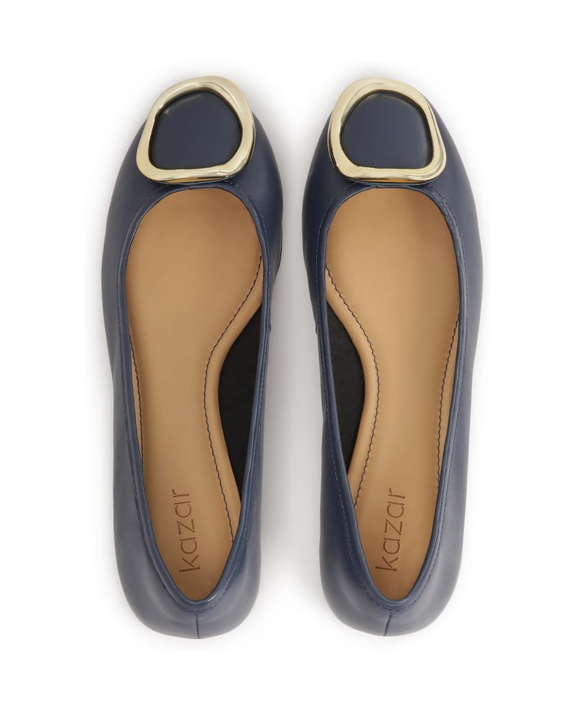 Kazar-Marineblaue-Leder-Ballerinas-mit-Metall-Akzenten-dunkelblau