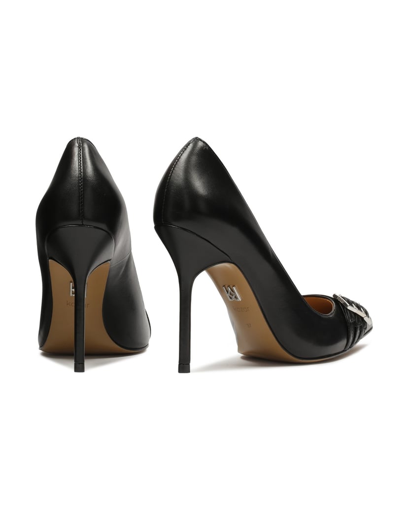 Kazar-Klassische-Lederstilettos-mit-drei-Riemen-schwarz