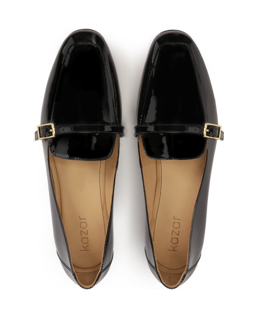 Kazar-Pumps-mit-flachem-Absatz-aus-Lackleder-schwarz