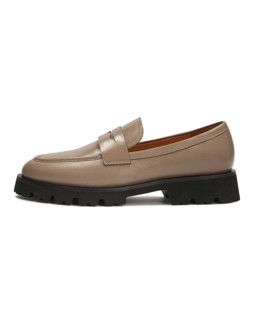 Kazar-Taupefarbene-Leder-Slipper-mit-kontrastierender-Sohle-taupe