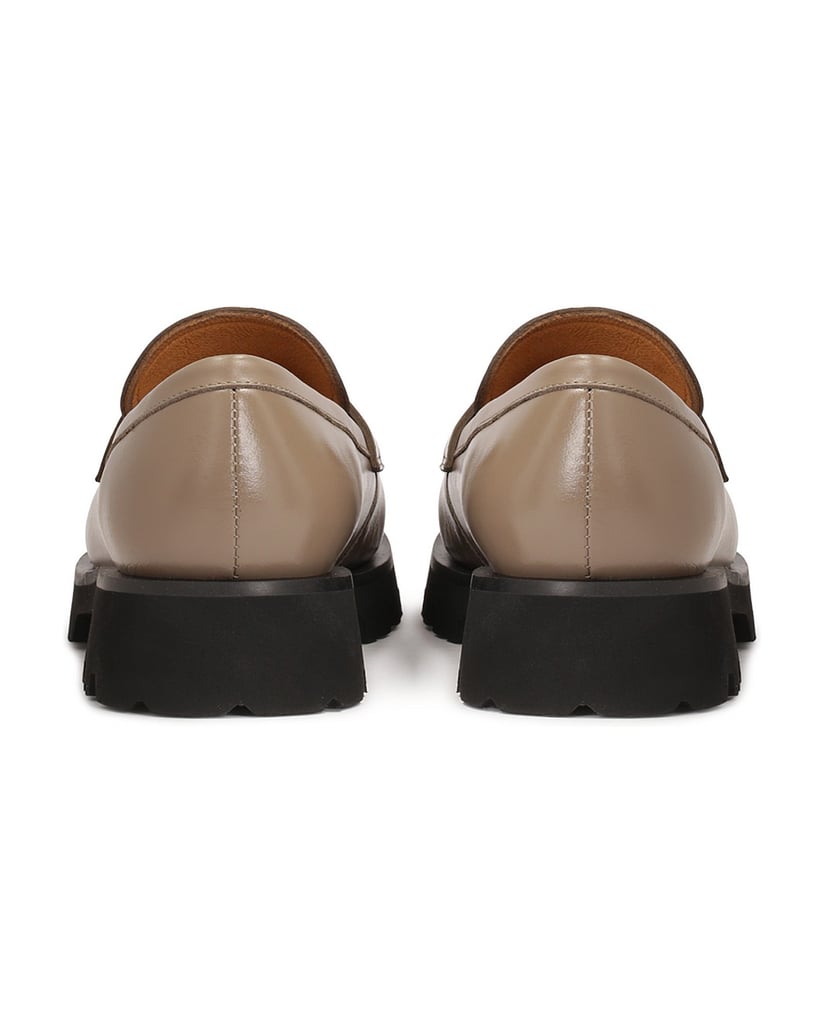 Kazar-Taupefarbene-Leder-Slipper-mit-kontrastierender-Sohle-taupe