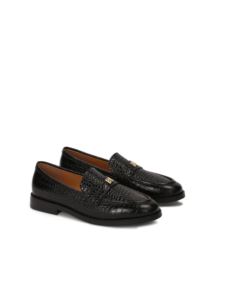 Kazar-Schwarze-klassische-Loafer-aus-geprägtem-Leder-schwarz