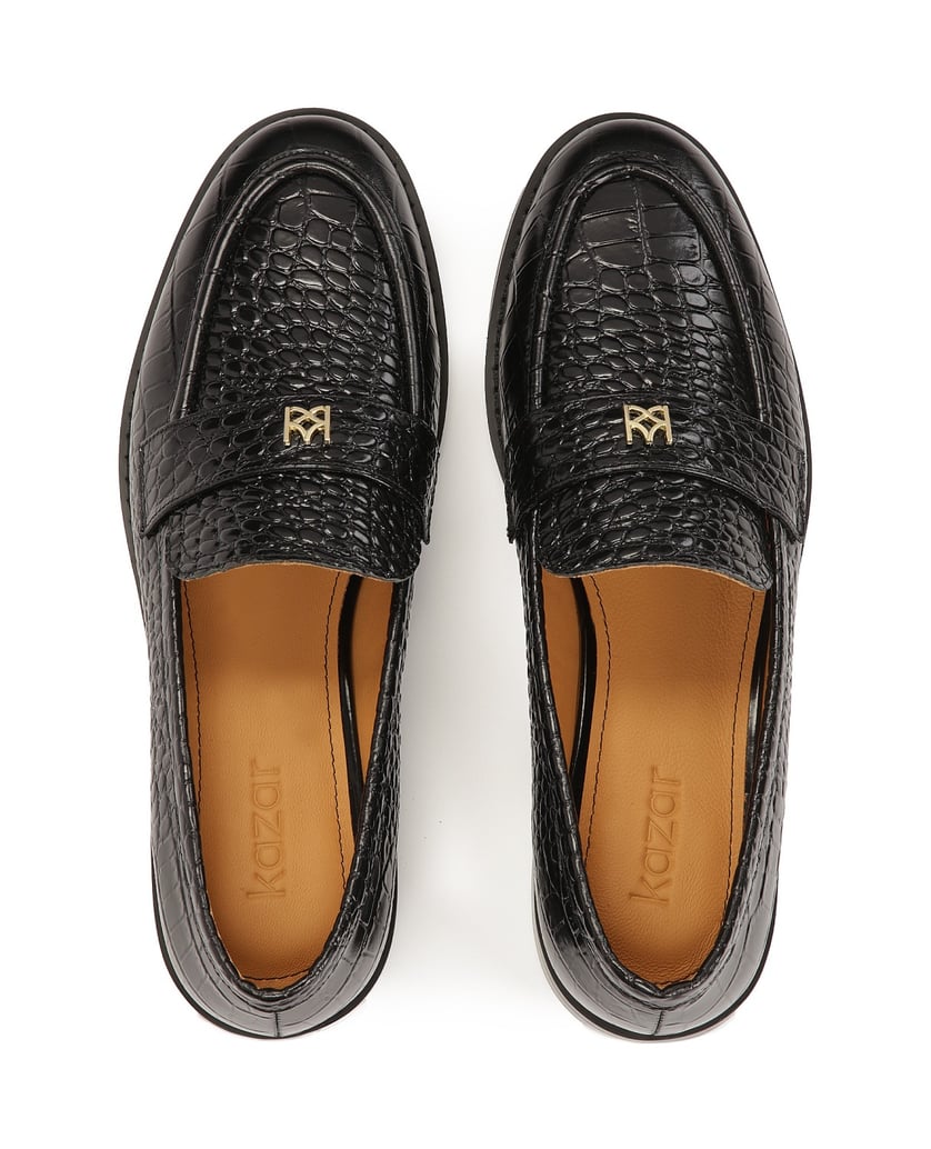 Kazar-Schwarze-klassische-Loafer-aus-geprägtem-Leder-schwarz