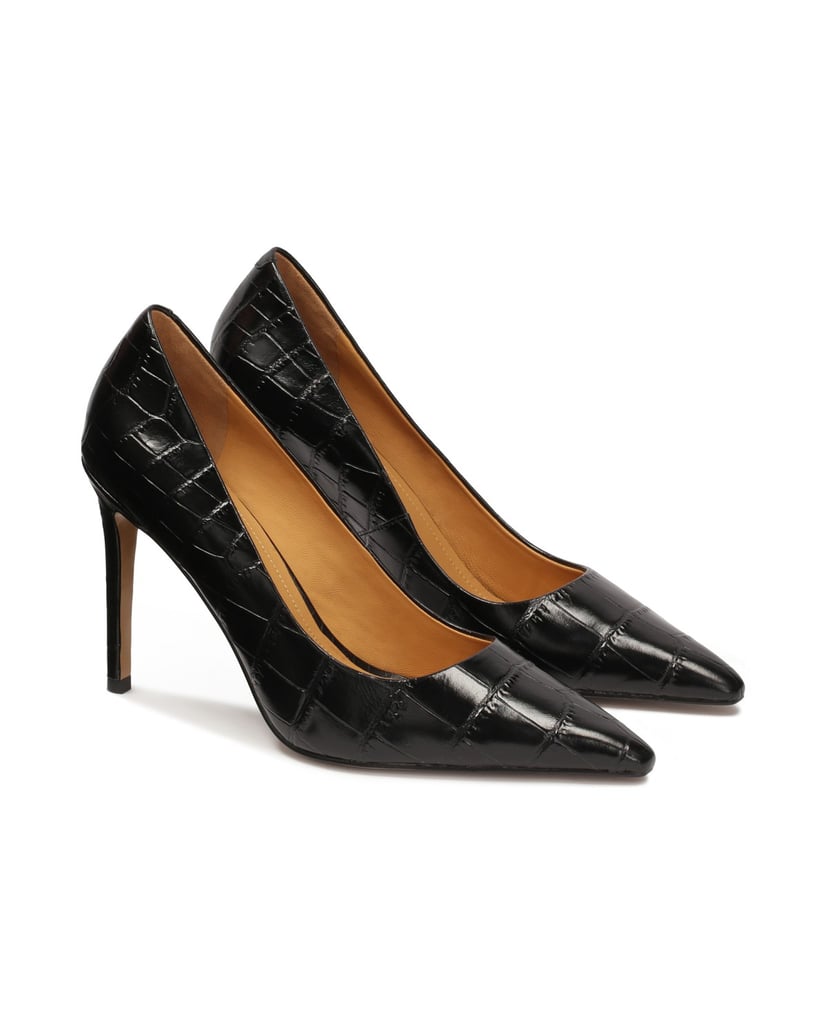 Kazar-Schwarze-klassische-Stilettos-mit-Krokusmuster-schwarz