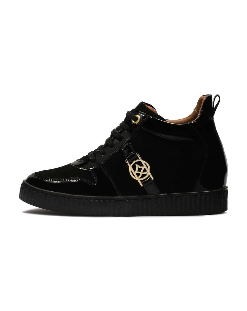 Kazar-Wildleder-Sneaker-mit-Lackleder-Elementen-schwarz