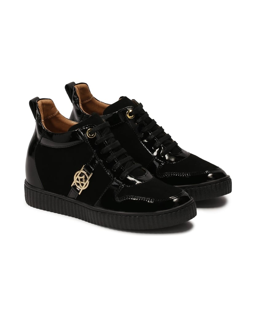 Kazar-Wildleder-Sneaker-mit-Lackleder-Elementen-schwarz