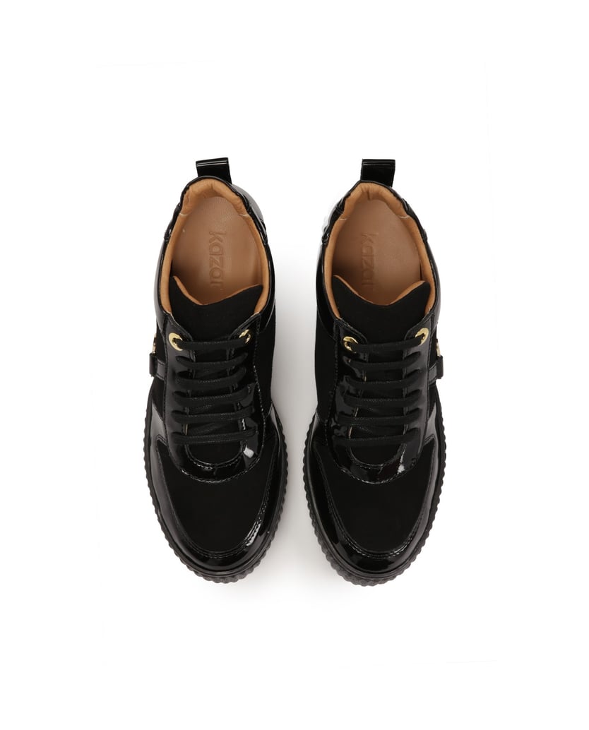 Kazar-Wildleder-Sneaker-mit-Lackleder-Elementen-schwarz
