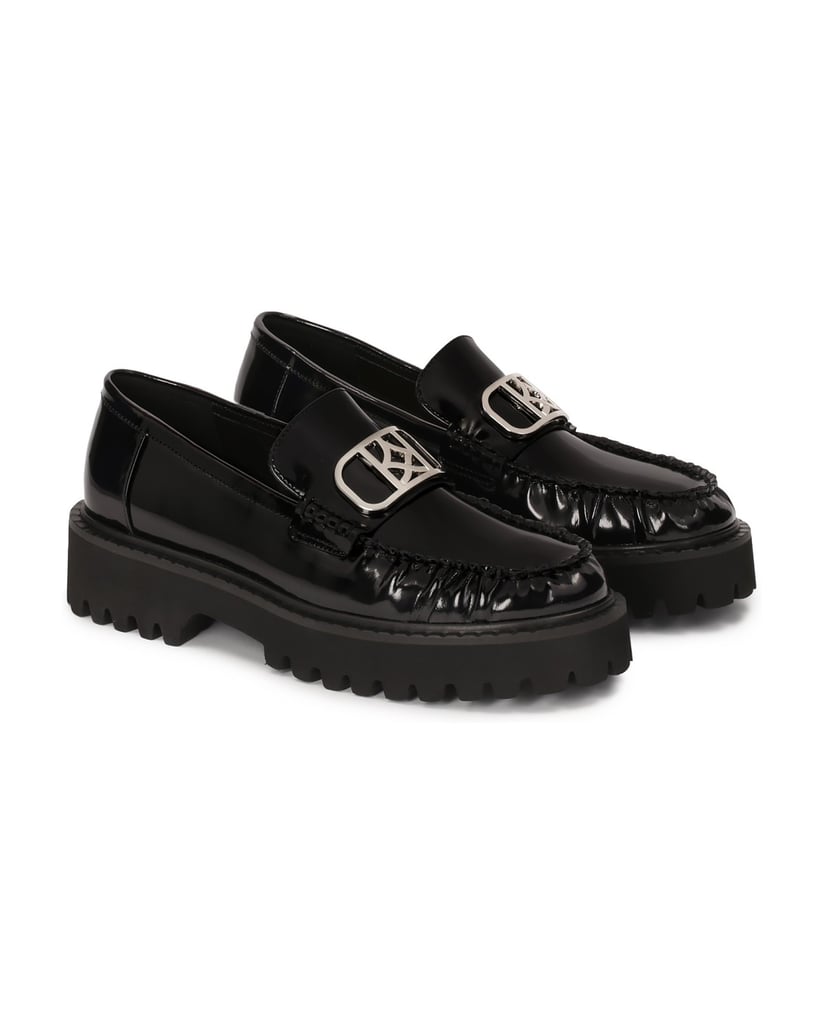 Kazar-Loafers-mit-klobiger-Sohle-und-geknittertem-Schaft-schwarz