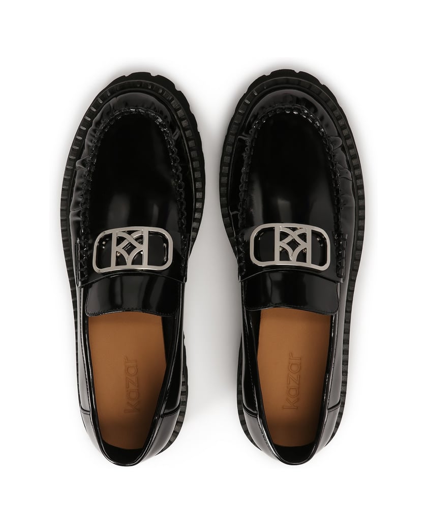 Kazar-Loafers-mit-klobiger-Sohle-und-geknittertem-Schaft-schwarz