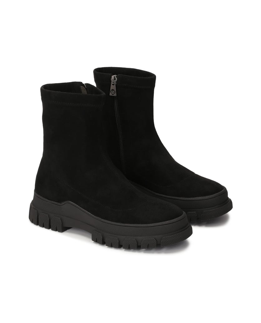 Kazar-Flache-Stiefel-mit-elastischem-Schaft-schwarz