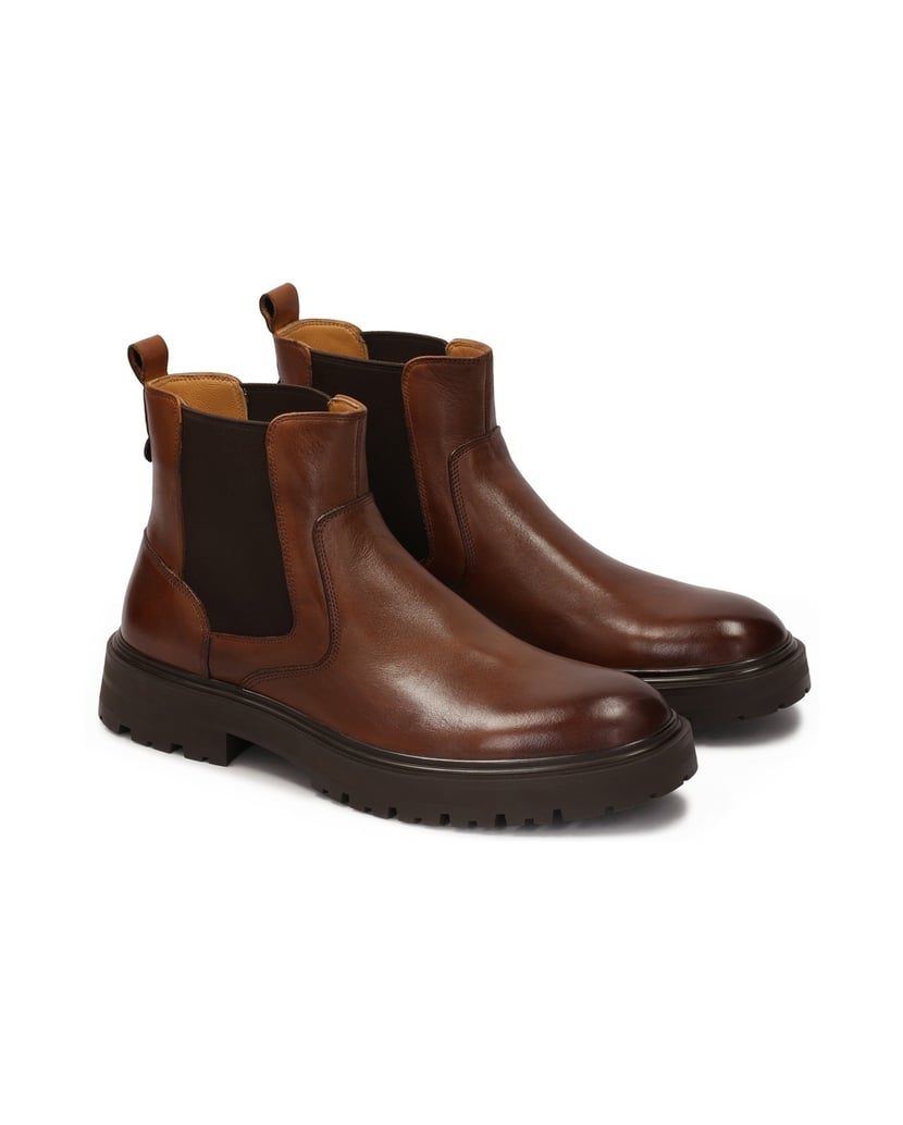 Kazar-Braune-Chelsea-Stiefel-mit-Dreiblatt-Sohle-braun