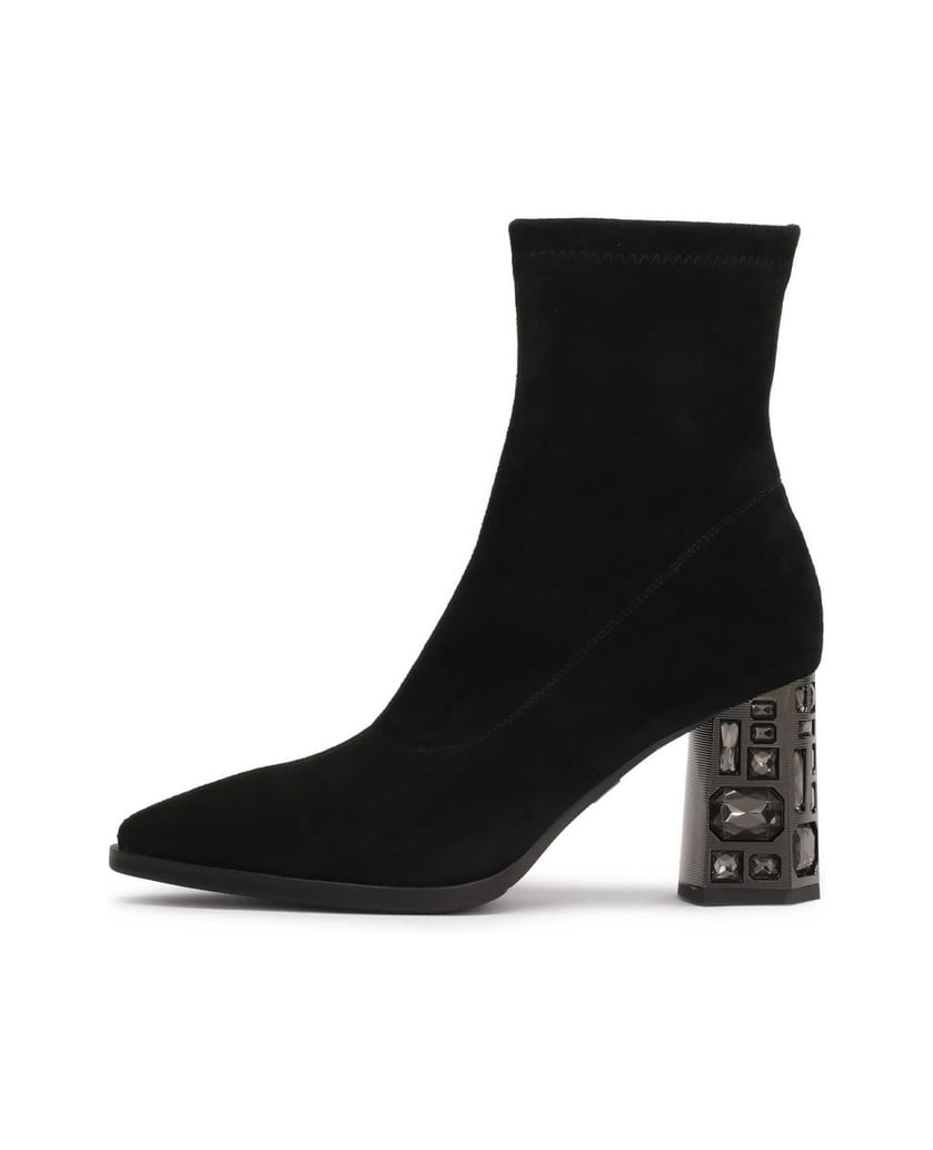 Kazar-Stiefel-aus-Stretchmaterial-mit-verziertem-Absatz-schwarz