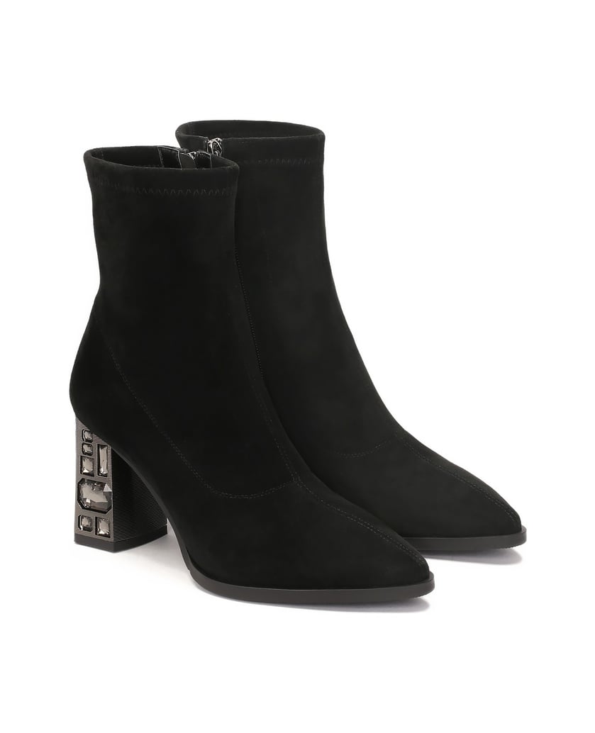 Kazar-Stiefel-aus-Stretchmaterial-mit-verziertem-Absatz-schwarz