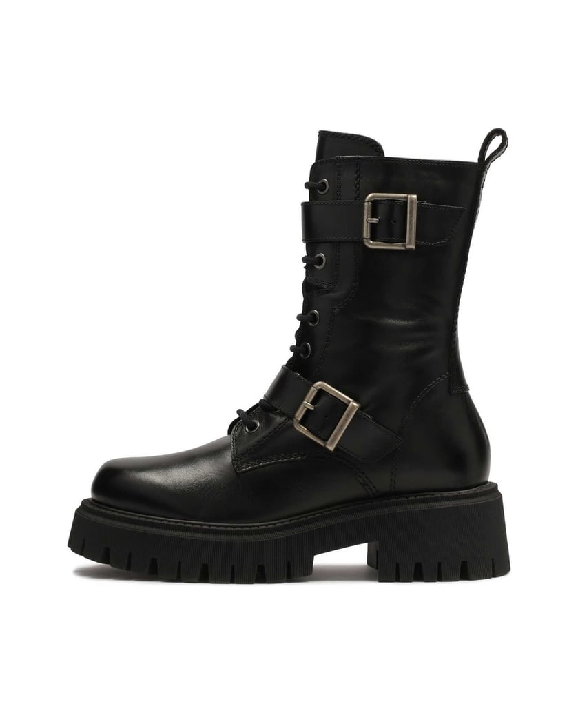 Kazar-Hohe-Stiefel-mit-Riemen-mit-Schnallen-verziert-schwarz