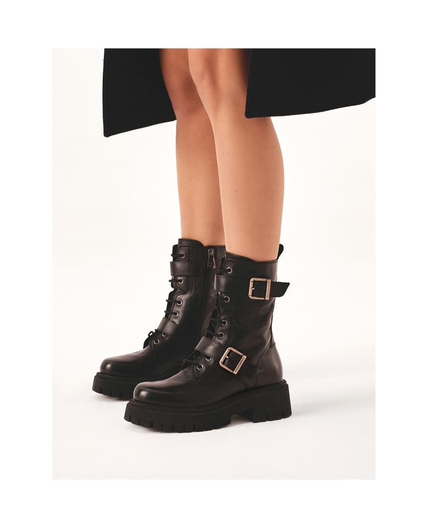 Kazar-Hohe-Stiefel-mit-Riemen-mit-Schnallen-verziert-schwarz