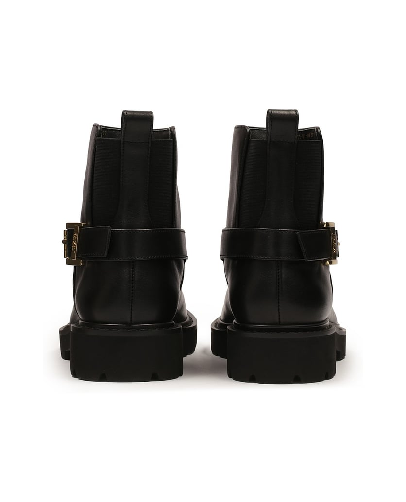 Kazar-Klassischer-Lederstiefel-mit-flacher-Sohle-schwarz