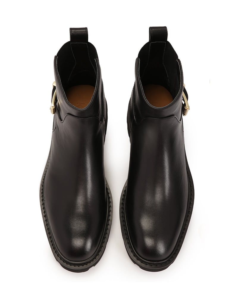 Kazar-Klassischer-Lederstiefel-mit-flacher-Sohle-schwarz