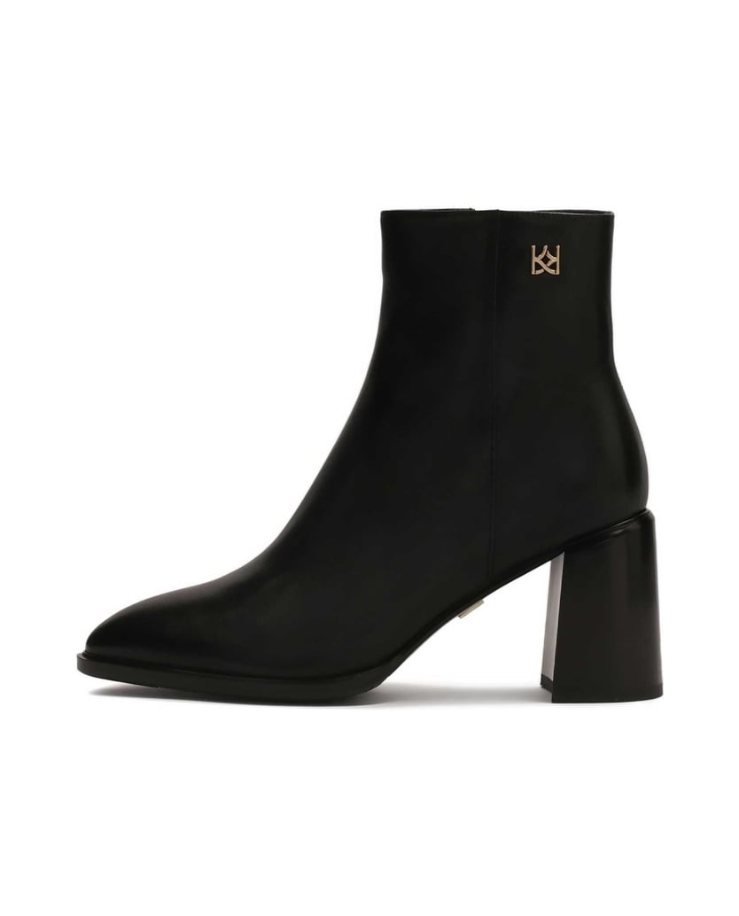 Kazar-Schwarze-Lederstiefel-mit-breitem-Absatz-schwarz