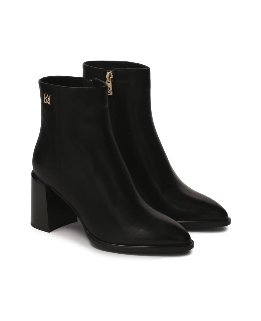 Kazar-Schwarze-Lederstiefel-mit-breitem-Absatz-schwarz