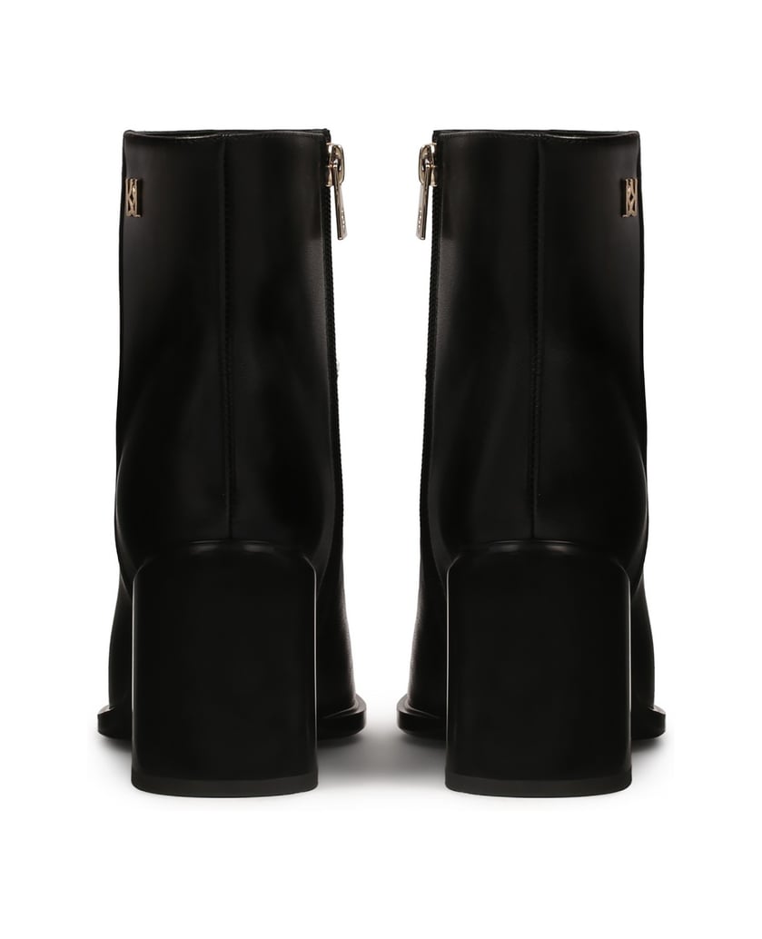 Kazar-Schwarze-Lederstiefel-mit-breitem-Absatz-schwarz