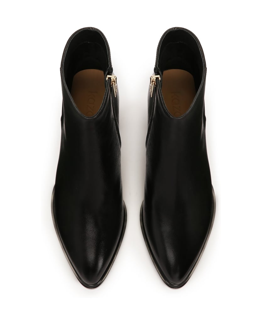 Kazar-Schwarze-Lederstiefel-mit-breitem-Absatz-schwarz