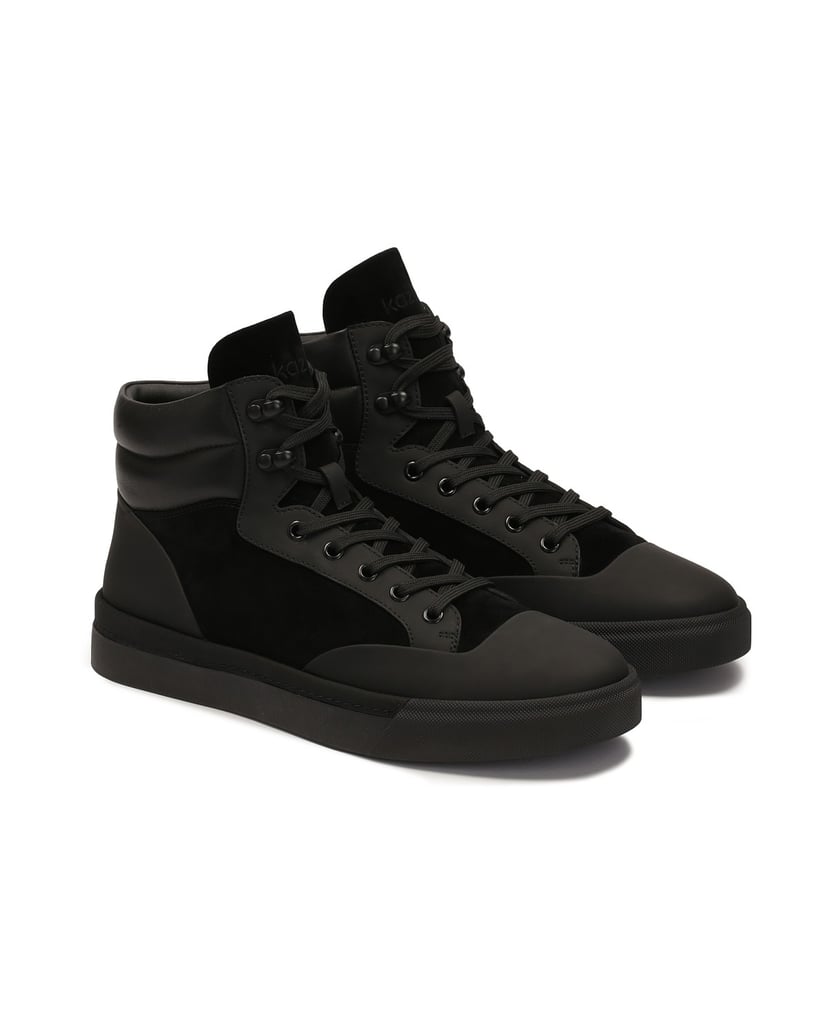 Kazar-High-Top-Sneaker-in-drei-verschiedenen-Materialien-schwarz