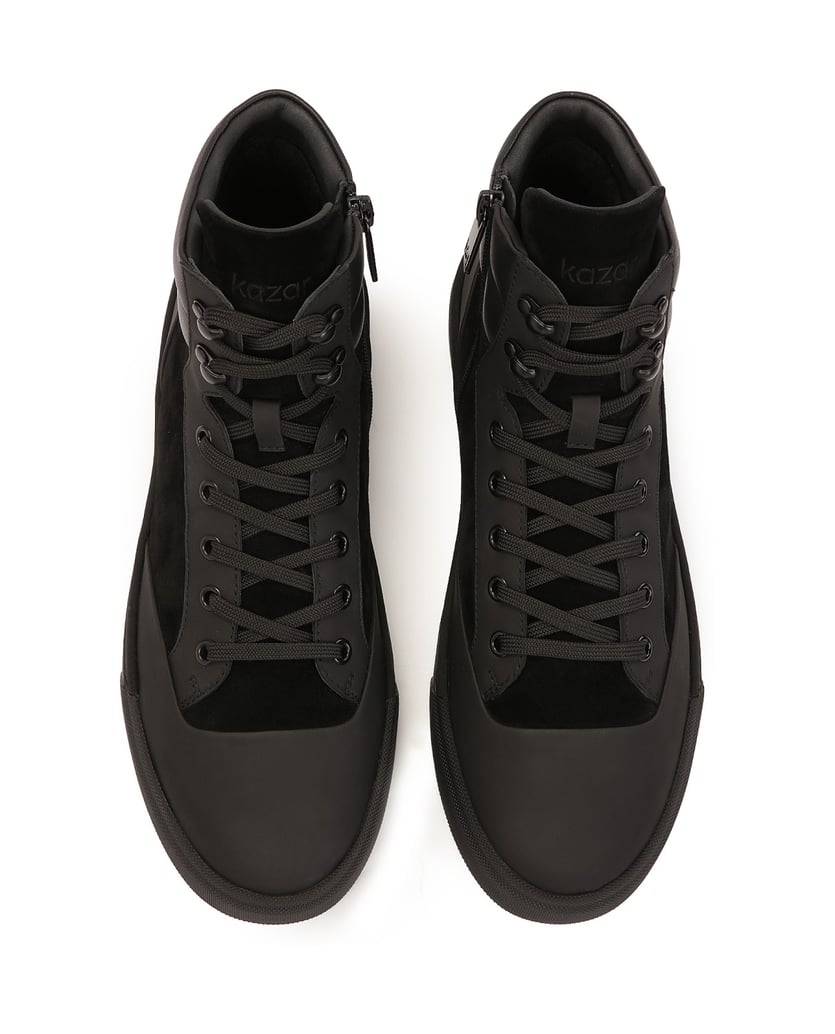 Kazar-High-Top-Sneaker-in-drei-verschiedenen-Materialien-schwarz