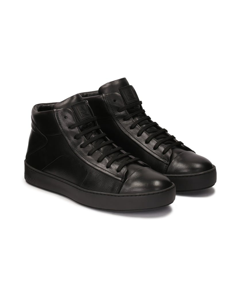 Kazar-Knöchelhohe-Sneaker-aus-Leder-schwarz