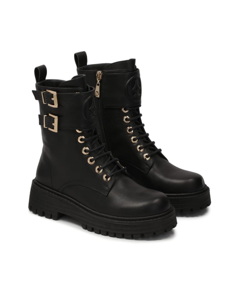 Kazar-Hohe-Stiefel-mit-Zierklappe-schwarz
