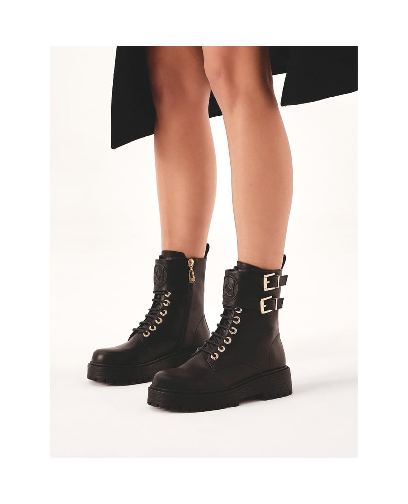 Kazar-Hohe-Stiefel-mit-Zierklappe-schwarz