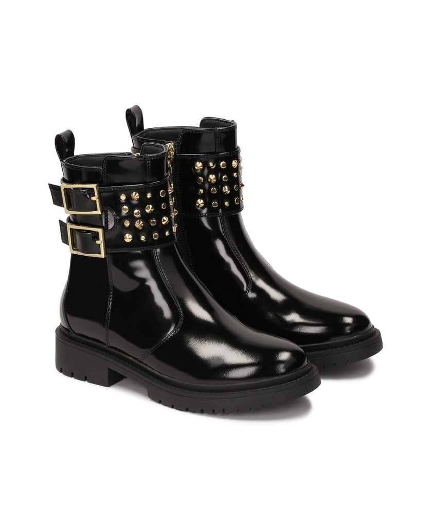 Kazar-Flache-Stiefel-mit-verzierter-Schnallenlasche-schwarz