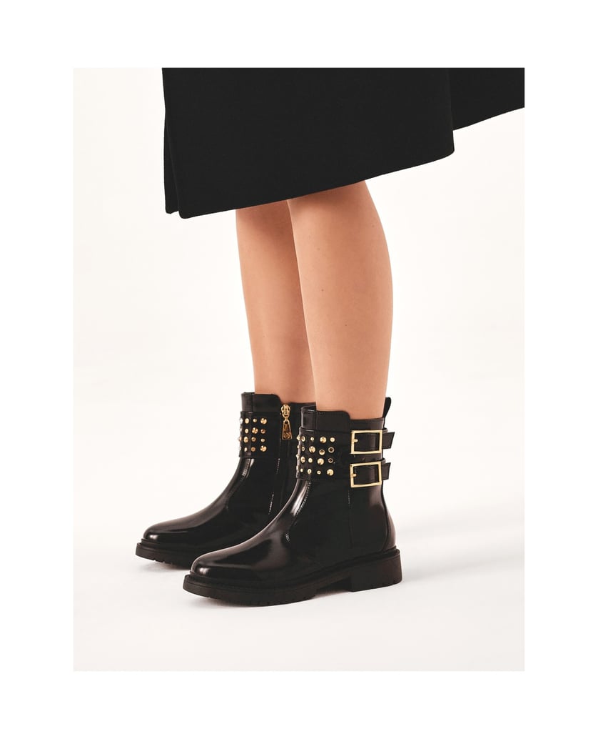Kazar-Flache-Stiefel-mit-verzierter-Schnallenlasche-schwarz